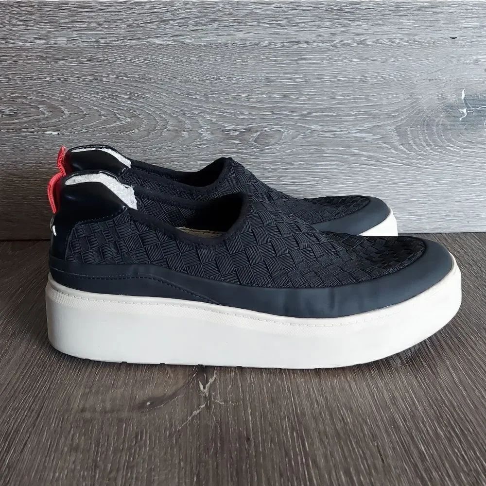 Franco Sarto Franco Lin 2 Platform Slip on Sneaker Shoes Black Mesh Weave 9